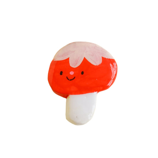 Mushroom Friend Clay Magnet (Red)