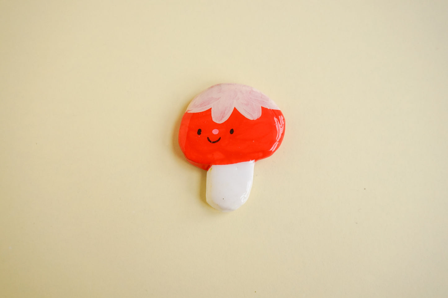 Mushroom Friend Clay Magnet (Red)