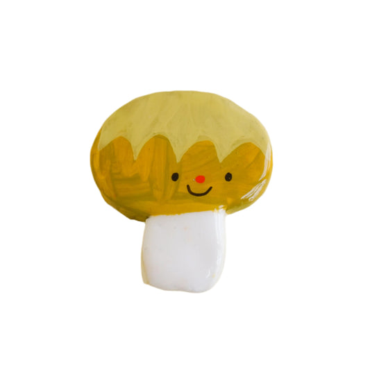 Mushroom Friend Clay Magnet (Mustard)