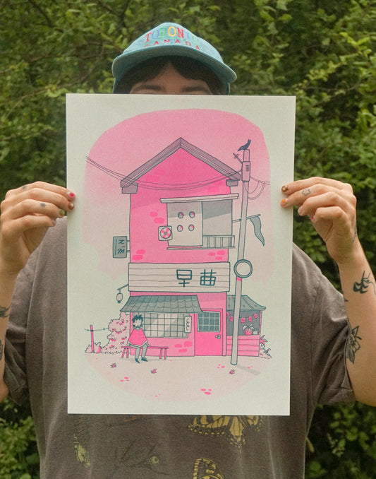 Weary Shopkeeper - A3 Risograph Print